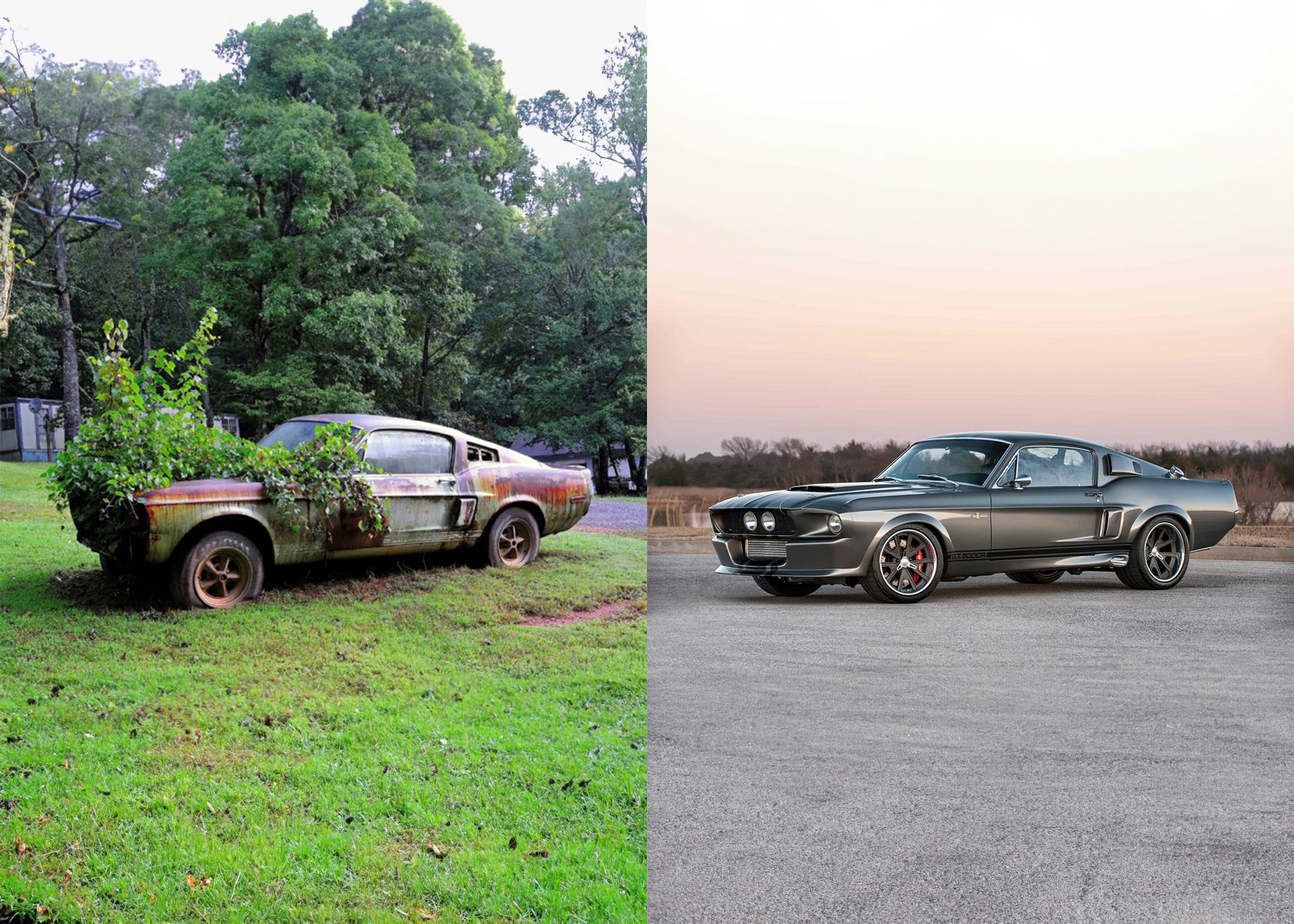 Before and After Image: 67 Mustang Shelby GT500 - left-side